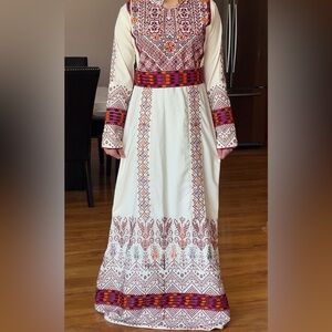 Embroidered White and Red thob